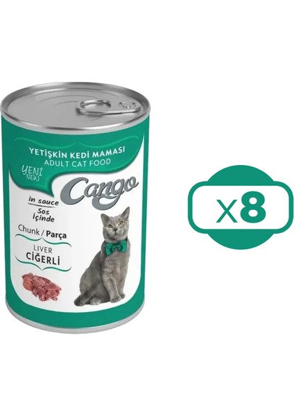 Yetişkin Konserve Kedi Maması Ciğerli 415 gr x 8 Adet