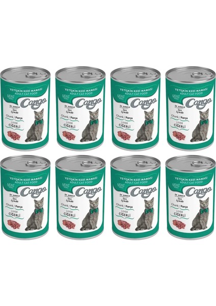Yetişkin Konserve Kedi Maması Ciğerli 415 gr x 8 Adet