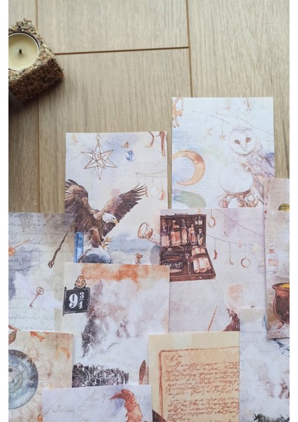 14 Adet Harry Potter Büyücü Temalı Scrapbook Kağıt Seti Bullet Journal Dekupaj Kağıdı