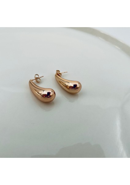 Xupıng Jewelry 14 Ayar Altın Kaplama,damla Model Rose Gold Küpe