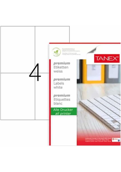 Laser Etiket Kod 2204 105MM x 148.5MM