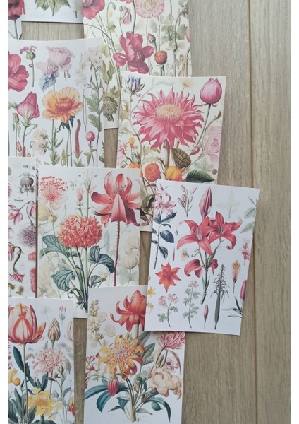 12 Adet Scrapbook Çiçek Temalı Scrapbook Kağıt Seti Bullet Journal Dekupaj Kağıdı