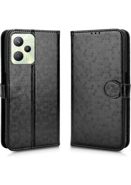 Realme C35 Manyetik Toka Deri Cüzdan Kapak Için Kılıf Geometrik Desen (Yurt Dışından) fiyatları
