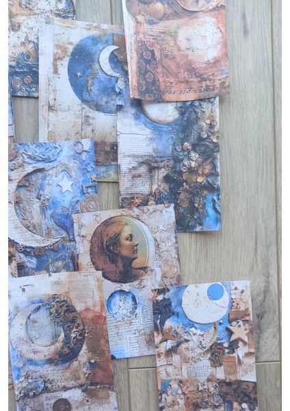12 Adet Scrapbook Rustik Ay Temalı Scrapbook Kağıt Seti Bullet Journal Dekupaj Kağıdı fiyatları