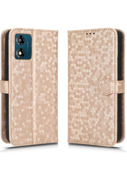 Motorola Moto E13 4g Manyetik Toka Geometrik Desen Deri Kılıf (Yurt Dışından)