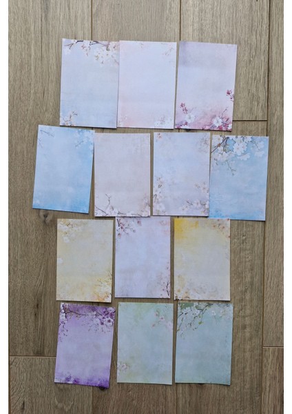 13 Adet Scrapbook Soft Pastel Sakura Temalı Scrapbook Kağıt Seti Bullet Journal Dekupaj Kağıdı