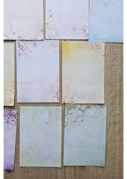 13 Adet Scrapbook Soft Pastel Sakura Temalı Scrapbook Kağıt Seti Bullet Journal Dekupaj Kağıdı