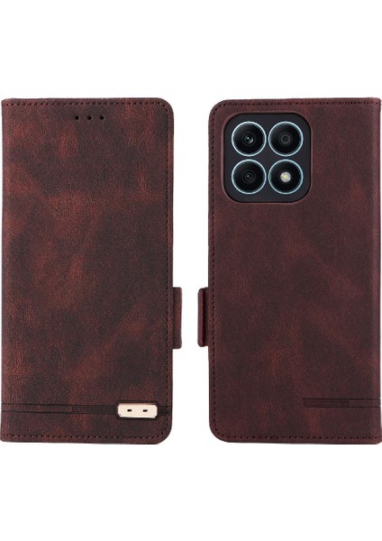 Kart Tutucu Kickstand ile Onur X8A Deri Folio Flip Case Için Kılıf (Yurt Dışından)