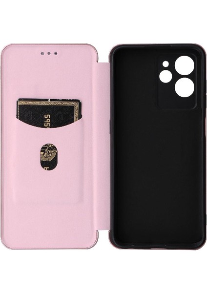 Oukitel C32 Deri Folio Flip Case Için Kılıf Manyetik Karbon Fiber Kart (Yurt Dışından)
