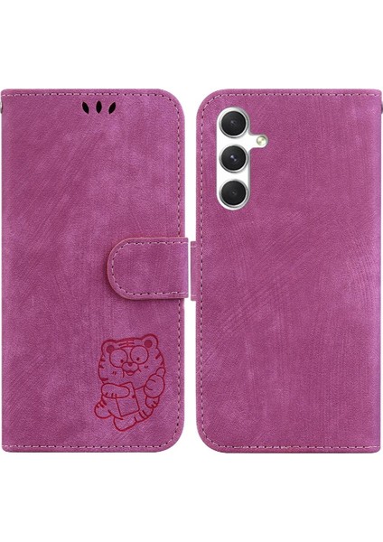 Samsung Galaxy S24 5g Kart Cep Kabartmalı Sevimli Kaplan Flip Folio (Yurt Dışından)