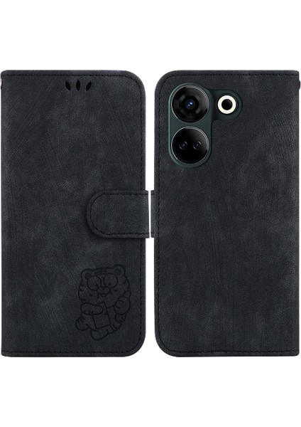 Tecno Camon 20 Pro 4g Cüzdan Kılıf Kabartmalı Sevimli Kaplan Tutucu Kartı (Yurt Dışından)