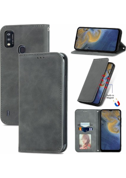 Zte Blade A51 Fermuar Cüzdan Basit Iş Deri Kılıf Kordon (Yurt Dışından)