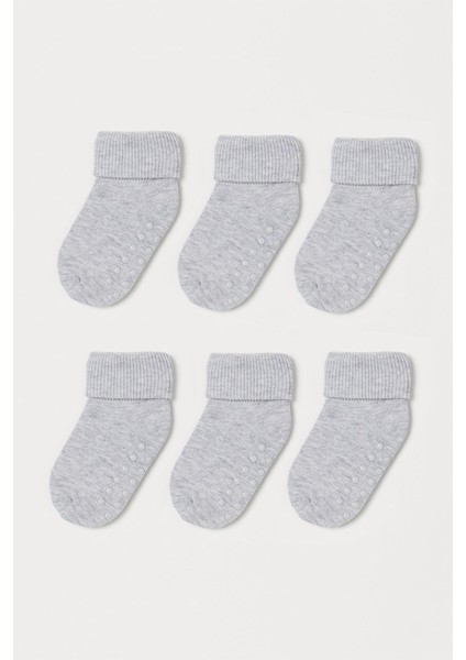 Mem Socks 6'lı Organik Pamuklu Kaydırmaz  Bebek/çocuk Çorabı