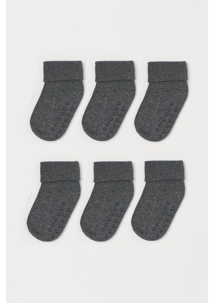 Mem Socks 6'lı Organik Pamuklu Kaydırmaz  Bebek/çocuk Çorabı