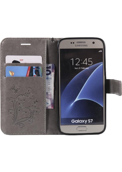 Samsung Galaxy S7 Flip Kickstand Pu Deri Kart Yuvası Standı ile (Yurt Dışından)