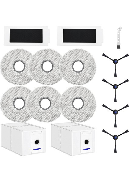 Deebot T30 Pro Omni Robot Süpürge Için Yedek Parça Aksesuar Seti: Mendil Toz Torbaları Yan Fırçalar Filtrer (Yurt Dışından)