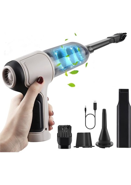 3-In-1 Bilgisayar Vakum Hava Üfleyici Taşınabilir Hava Duster Şarj Edilebilir Araba Ektrikli Süpürge Siklonik Emme (Yurt Dışından)
