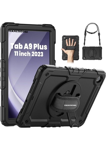 Samsung Galaxy Tab A9 Plus 11 Inç Tablet Uyumlu SM-X210 Tablet Kılıfı Askılı Defender Yüksek Koruma