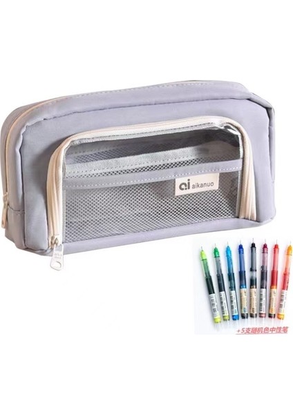Büyük Kapasiteli ve Yüksek Görünümlü Şeffaf Pencere Kalem Çantası Öğrenci Basit Saklama Kutusu (Yurt Dışından)