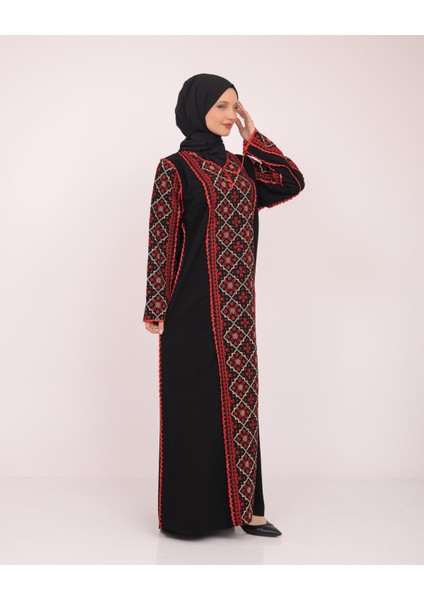 Filistin Geometrik Ön Ve Kollar Sanara Nakışlı Geleneksel Filistin Kadın Elbise M-3XL C100029 indirimleri