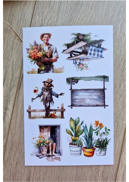 2 Sayfa 13 Adet Country Temalı Sticker Çiçek Ev Köy Saksı Çiftlik Sticker Vintage Sticker modelleri