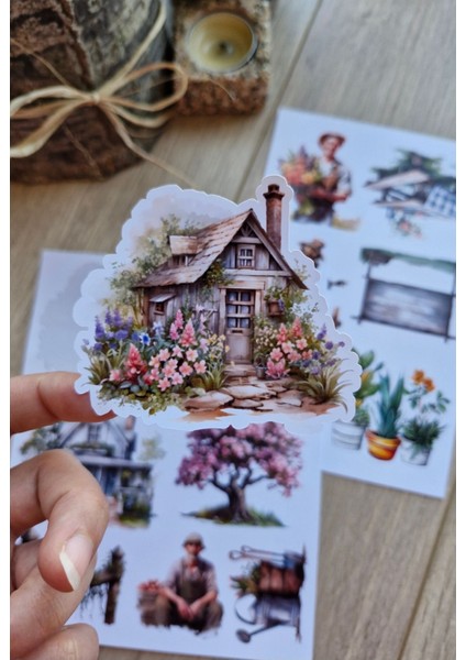 2 Sayfa 13 Adet Country Temalı Sticker Çiçek Ev Köy Saksı Çiftlik Sticker Vintage Sticker fırsatları