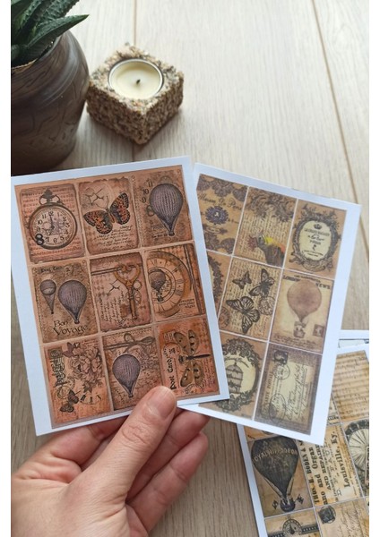 36 Adet 4 Parça Scrapbook Sticker Seti Bullet Journal Sticker Vintage Kare Sticker modelleri