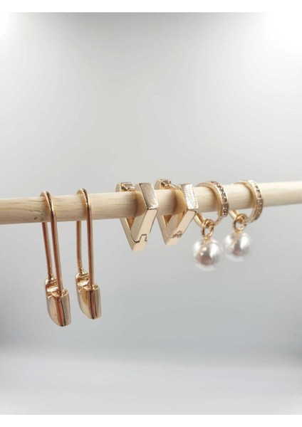 Vip Gold 3'lü Kombin Küpe Seti fiyatları