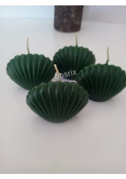4'lü Yeşil Mini Istiridye Deniz Kabuğu Doğal Kokulu Mum Dekoratif