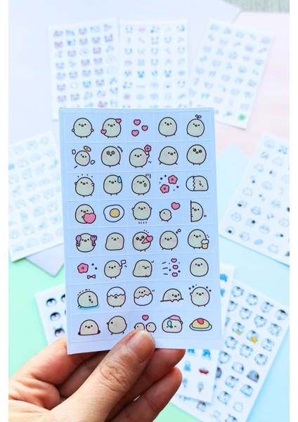 Mona Craftist 400 Adet Mini Kare Sevimli Sticker Seti Ajanda Emoji Bullet Journal Planlaycı Günlük