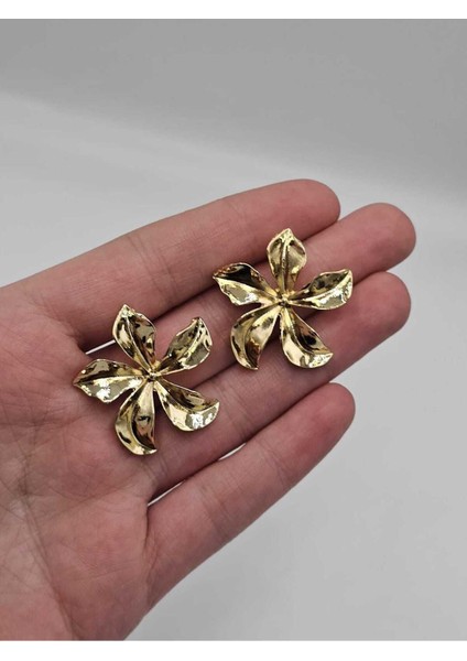 Altın Kaplama Lotus Çiçeği Bahar Küpesi