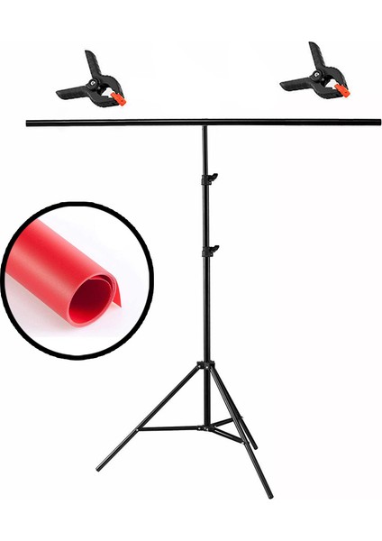 Seyyar Pvc Fon Perde Kırmızı - Red 120CM x 200CM