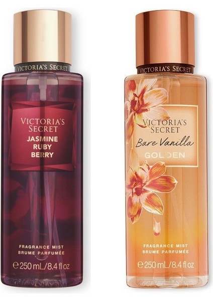 Vıctorıa's Secret Jasmine Ruby Berry-Bare Vanilla Golden Vücut Spreyi Ikili Set