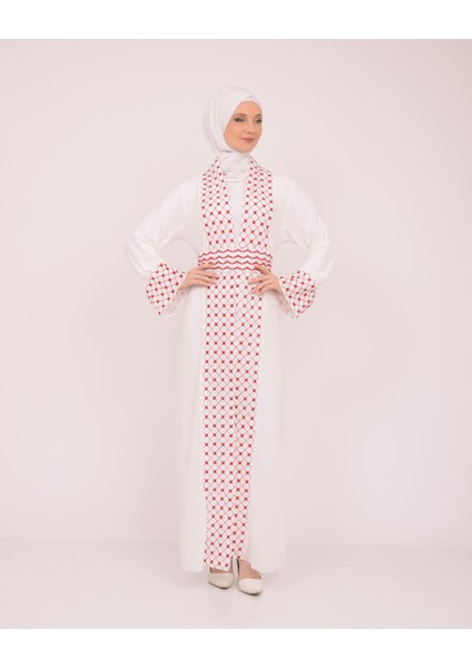 Geniş Kollu Filistinli Kefiye Nakışlı Kadın Geniş Abaya M-3xl C100034 modelleri