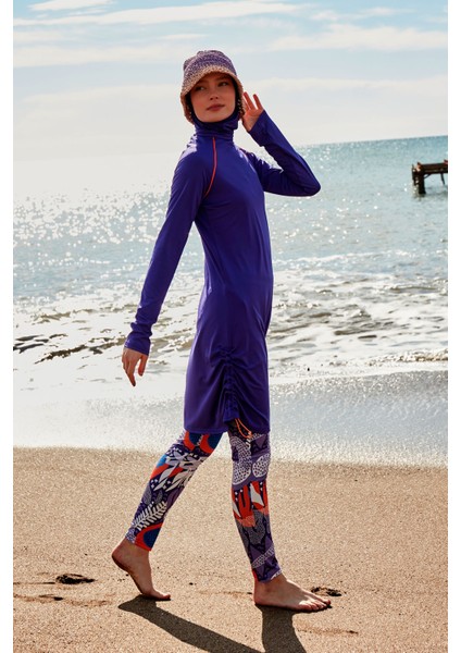 Likralı Mor Tam Kapalı Tesettür Mayo M2494 modelleri