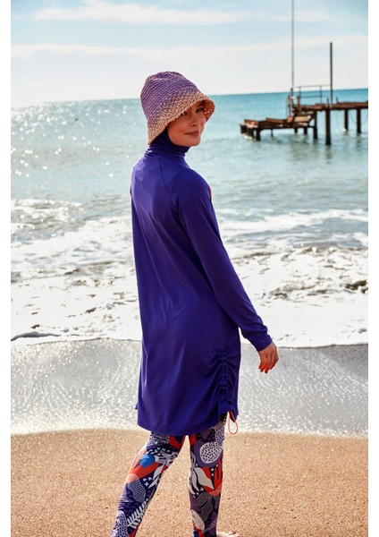 Likralı Mor Tam Kapalı Tesettür Mayo M2494 fırsatları