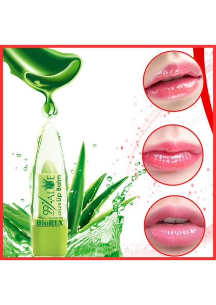 Biorlx%99 Saflıkta Aloe Vera Dudak Balsamı, Renkli, Nemlendirici Dudak Dolgunlaştırıcı, Sıcaklıkta Renk Değişimi, Ruj Uzun Ömürlü, Kadınlar Için Besleyici Aloe Vera