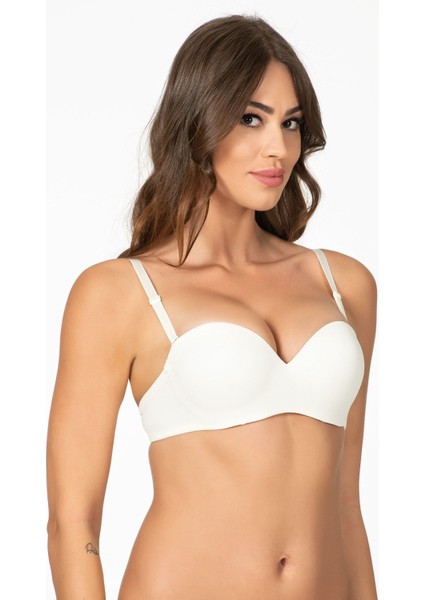 Kadın Ekru Balenli Destekli Straplez Sütyen 1110P modelleri