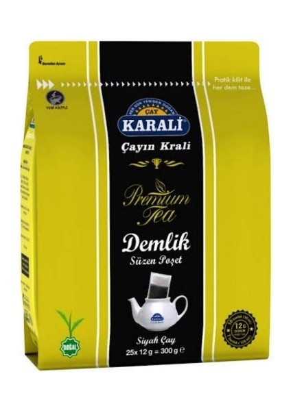 Karali Çay Karali Premium Demlik Poşet Çay 300 gr + Demleme Yeşil Çay 200 gr 4 Lü Paket