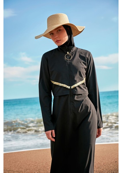 Paraşüt Siyah Tam Kapalı Tesettür Mayo M2410 fiyatları