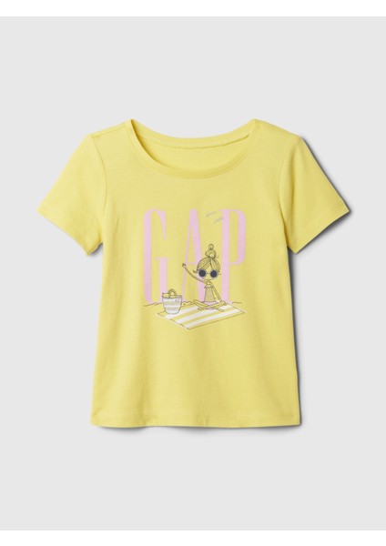 Kız Bebek Sarı Gap Logo Grafikli T-Shirt