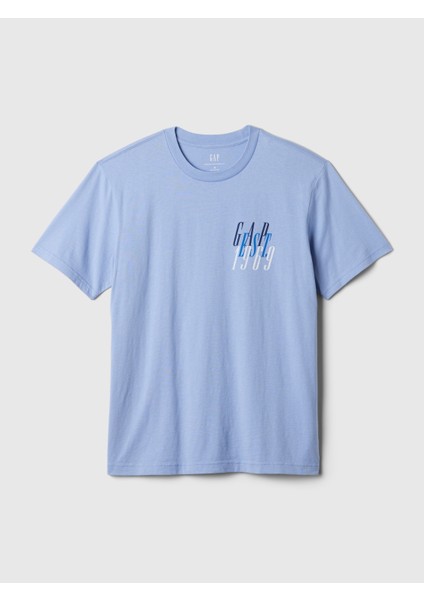 Erkek Mavi Gap 1969 Logo T-Shirt