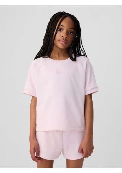 Kız Çocuk Pembe Mini Gap Logo Raglan Sweatshirt