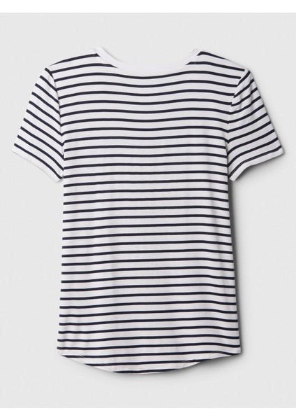 Kadın Beyaz Luxe Bisiklet Yaka T-Shirt