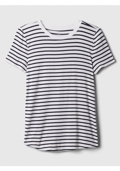 Kadın Beyaz Luxe Bisiklet Yaka T-Shirt