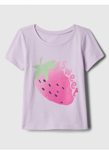Kız Bebek Lila Grafikli T-Shirt