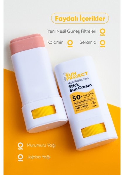 The Sun Project Yüksek Korumalı Yeni Nesil Filtreli Suya Dayanıklı Stick Güneş Kremi 50+ Spf Pa++++ 20 G