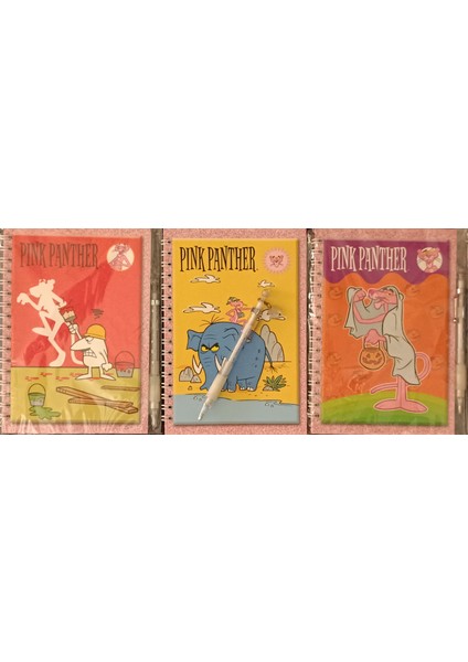 Pink Panther Spiralli Not Defteri -3 Adet Defter/3 Adet 0,5 Küçük Versatil Kalem