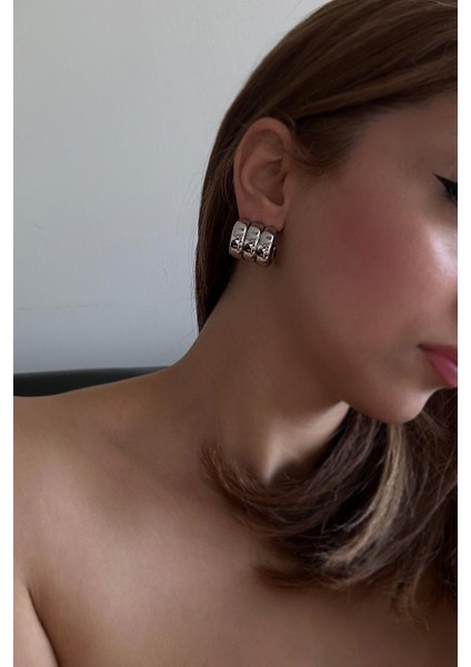 3 Küpe Görünümlü Modern Kadın Küpe