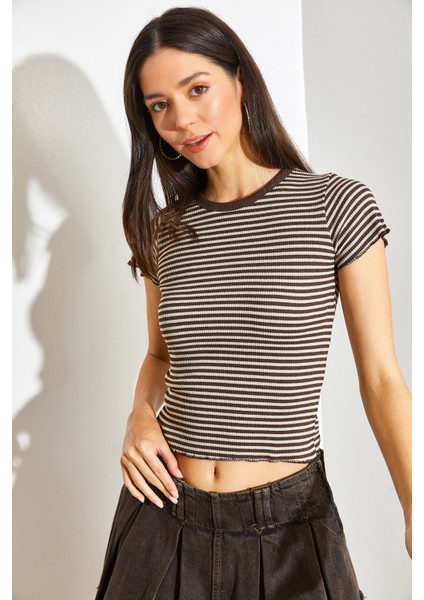 Kadın Çizgili Kaşkorse Bluz